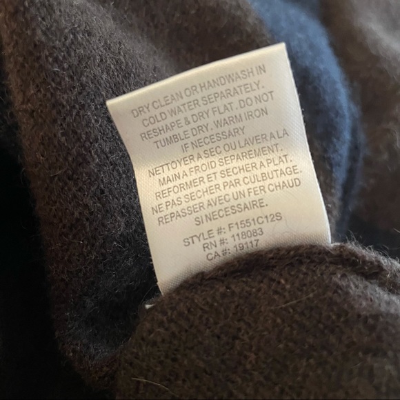 MINNIE ROSE Cashmere Striped 3/4 Sleeve Navy and Brown Oversized Sweater XS/S - Picture 8 of 9